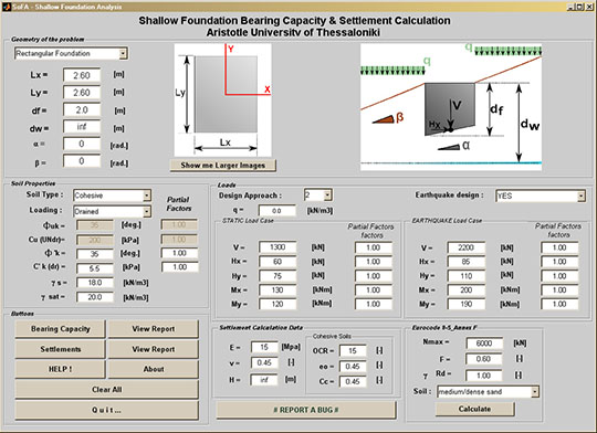 SoFA v.1.1 - Dimensionamento Estático e Sísmico de Fundações Superficiais