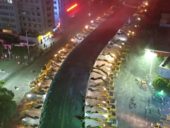 116 escavadoras usadas em simultâneo na demolição de viaduto na China