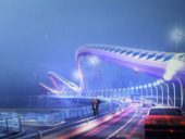 Construção da extraordinária Ponte do Dragão na bacia da Barragem de Tai Tam