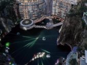 Imagem do dia: Chineses constroem hotel em pedreira abandonada com 88 metros de profundidade